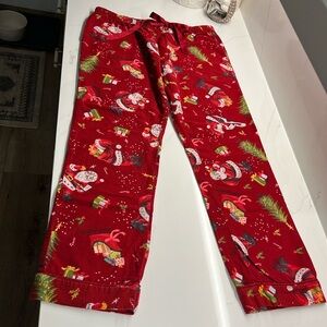 Red Soft Flannel Santa Claus Christmas Holiday Pajama Bottoms Only see ALL pics